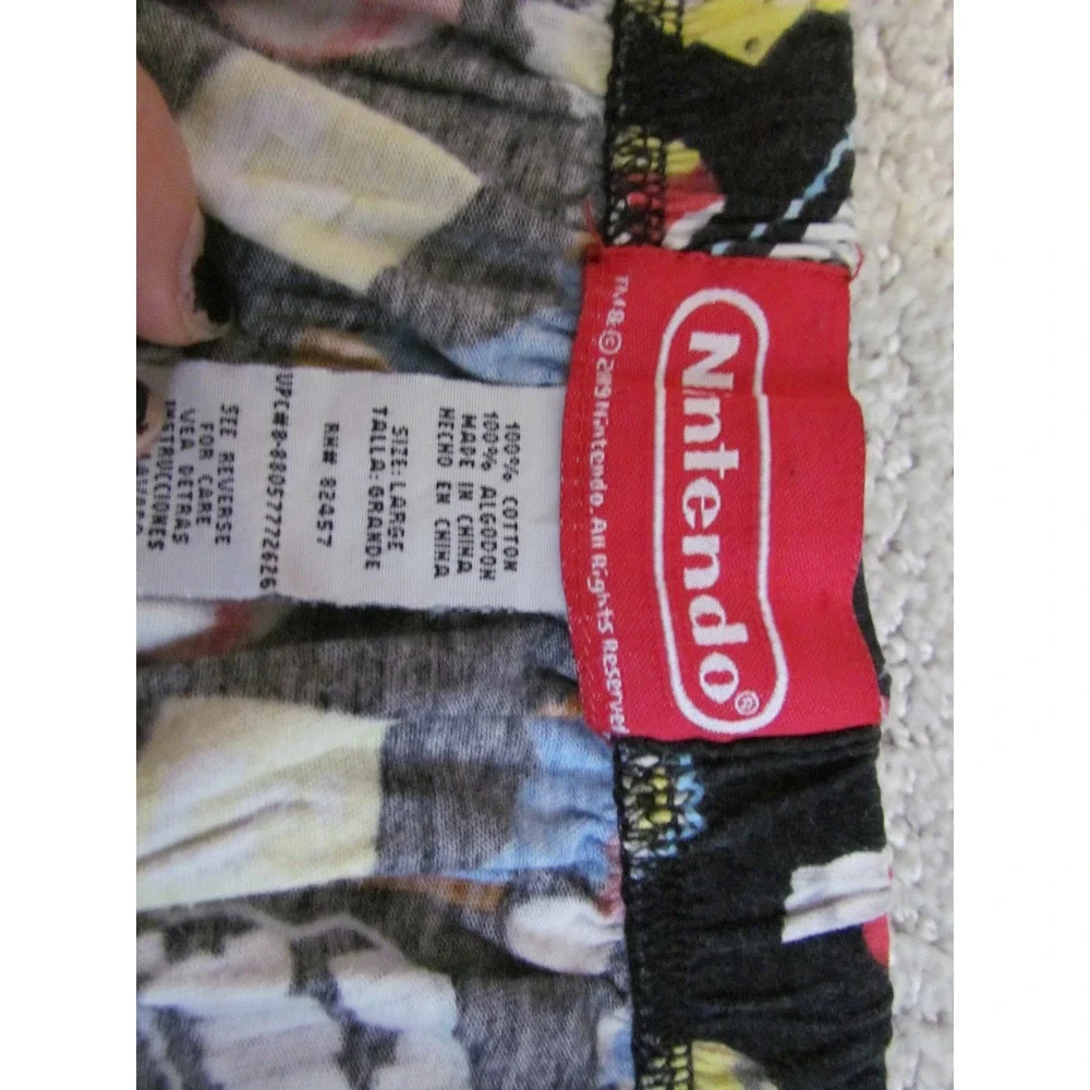 Nintendo Super Mario Bros Pajama Pants Lg Black Character Print Gamer Sleepwear